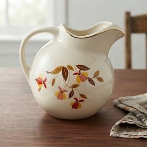 Vintage Hall China Jewel Tea Autumn Leaf 80 Oz No 3 Ball Jug Ice Lip MCM